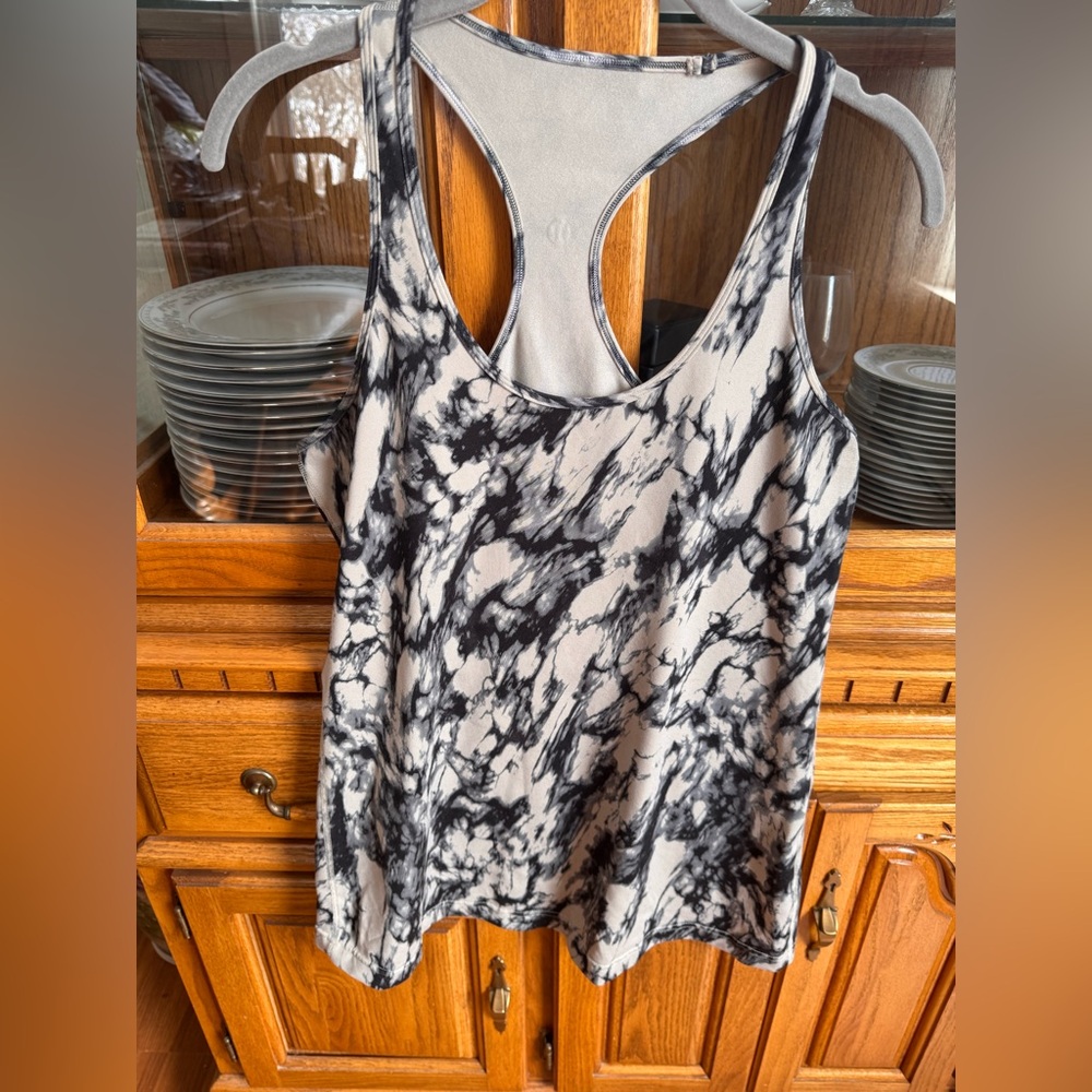 lululemon athletica Black and White Marble-Print Racerback Tank